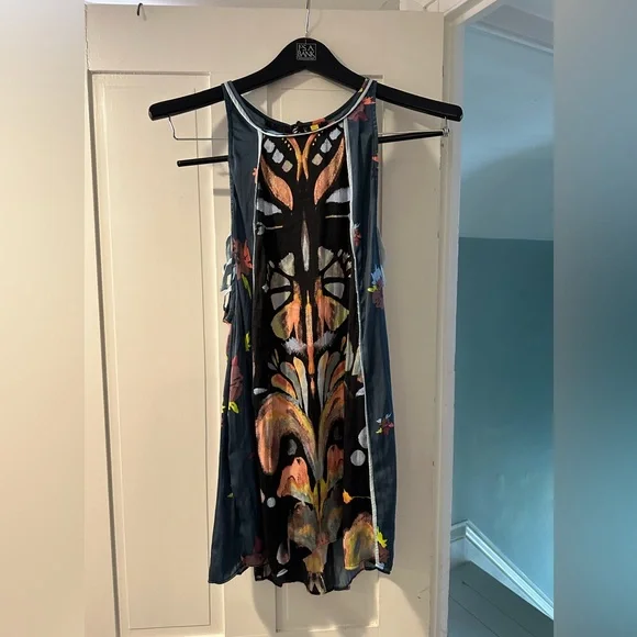 Free people black/blue floral size medium dress - Picture 1 of 6